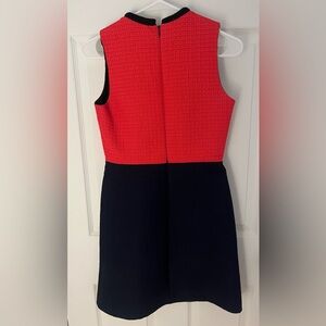 Victoria Beckham Shift mini dress- block colors navy / coral red